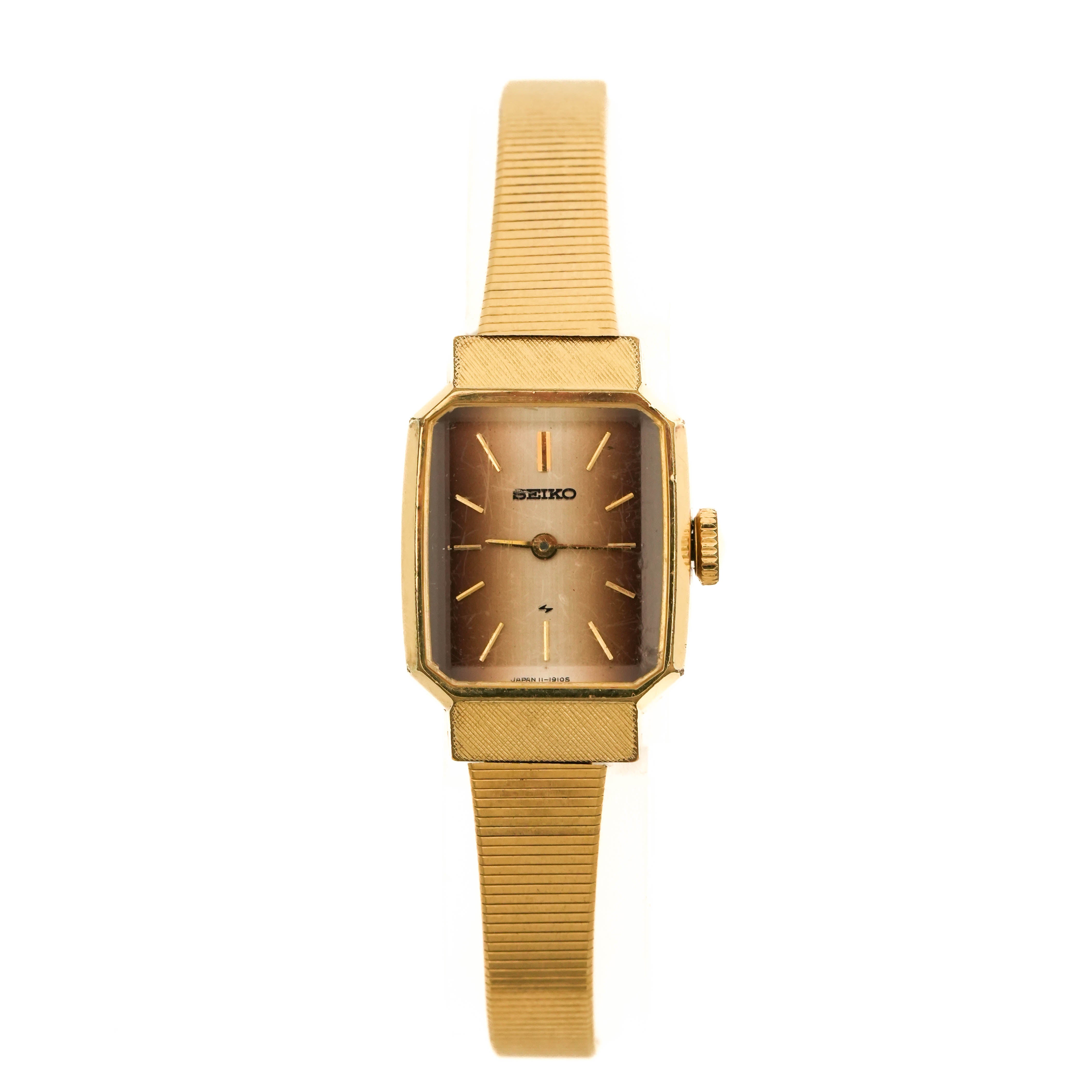 Ladies Seiko Vintage Gold Bracelet Watch Champagne Rectangular Dial 0260 Supply Ladies Seiko Vintage Gold Bracelet Watch Champagne Rectangular Dial 0260 Supply