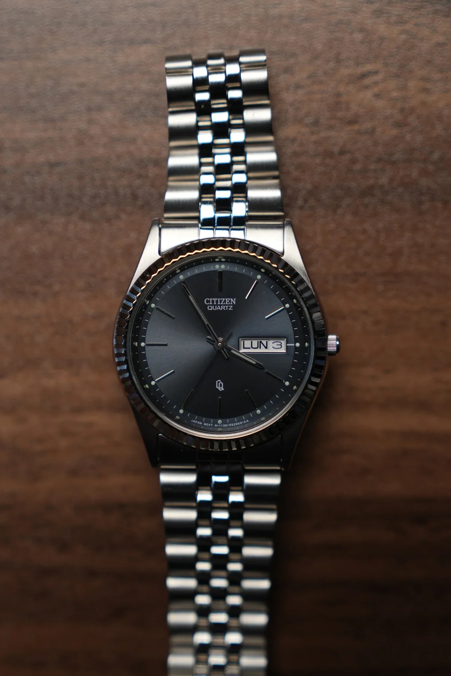 1985 Citizen Coin Bezel Blue Dial CQ 1102-R12527