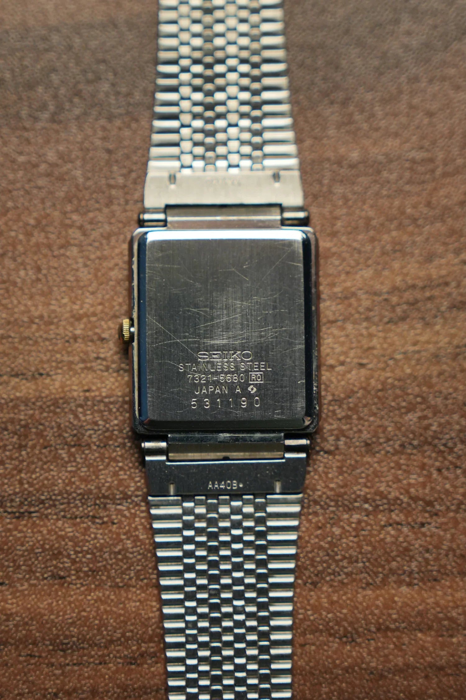 SEIKO Vintage Quartz Watch 7321-5680 Square Face Classic Design Untested