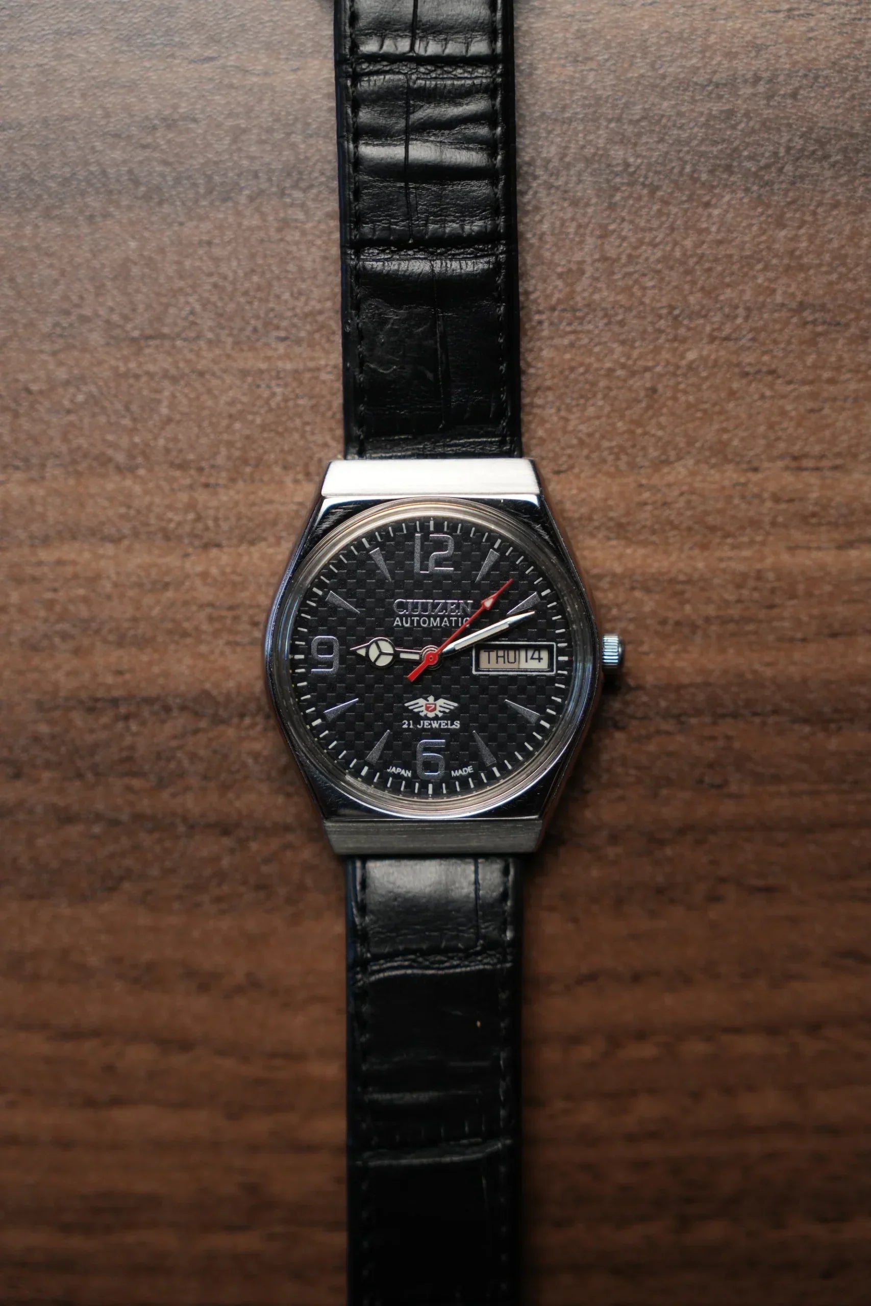 Citizen Automatic Black Checkered Dial 21 Jewel GN-45-71-2574