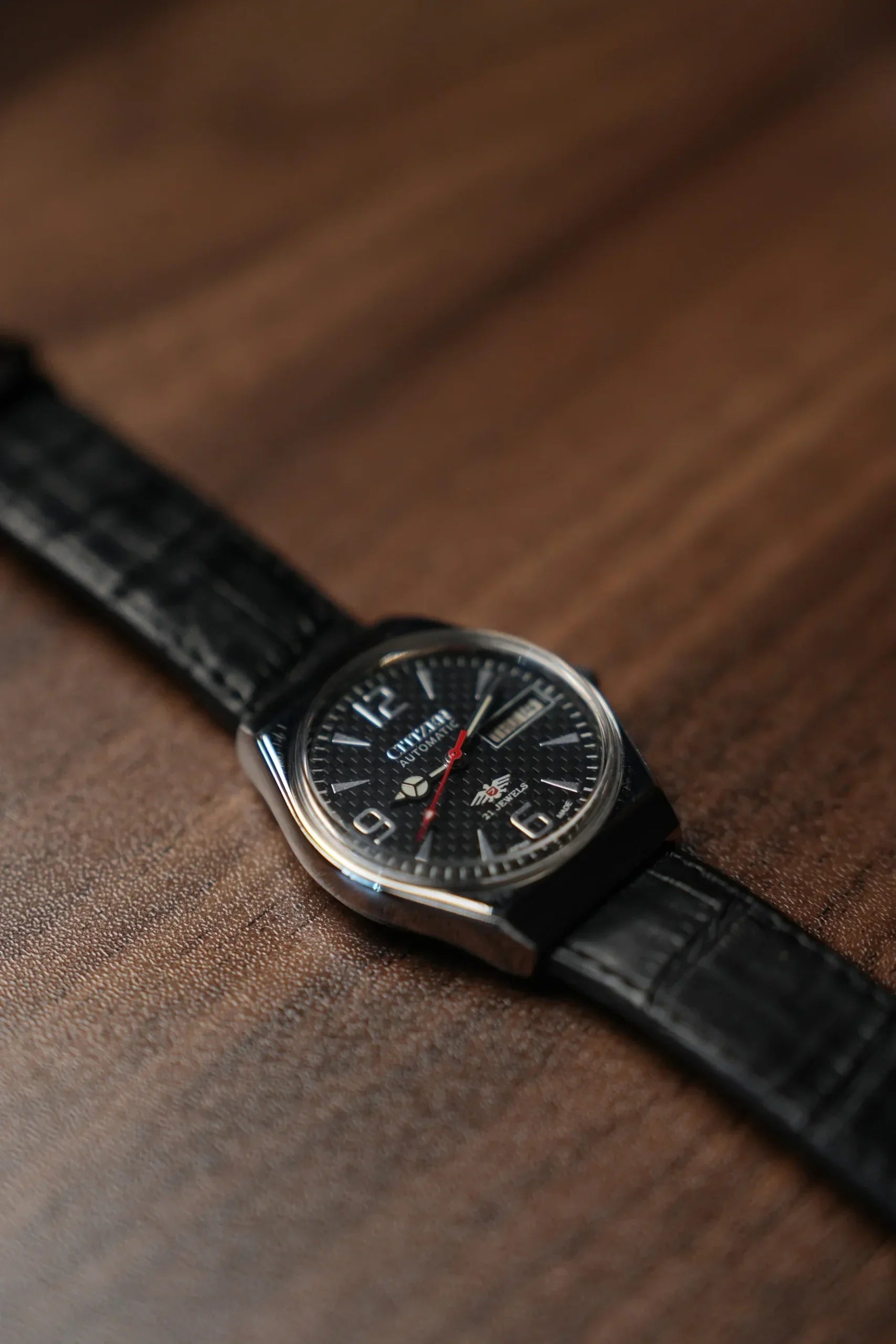 Citizen Automatic Black Checkered Dial 21 Jewel GN-45-71-2574