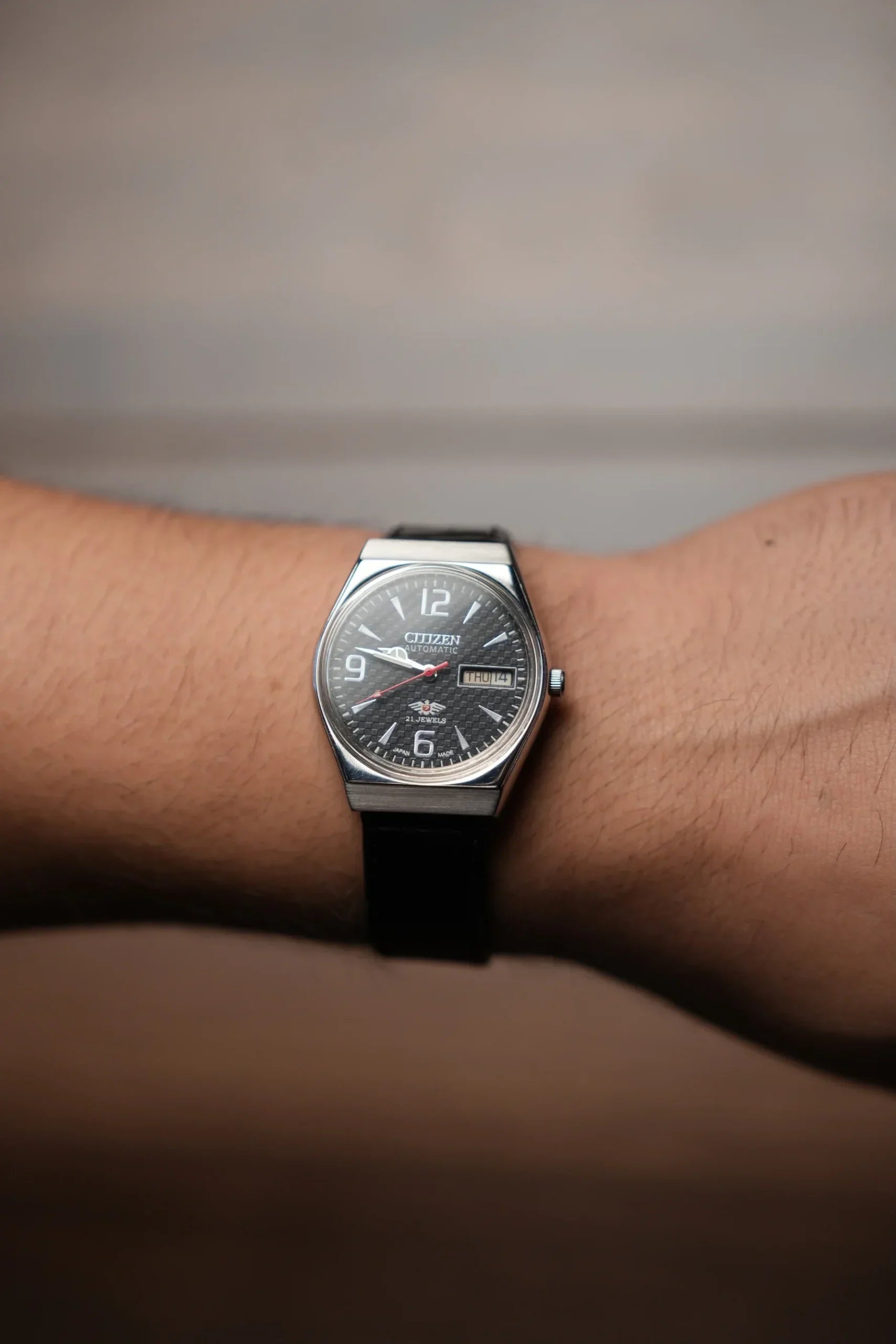 Citizen Automatic Black Checkered Dial 21 Jewel GN-45-71-2574