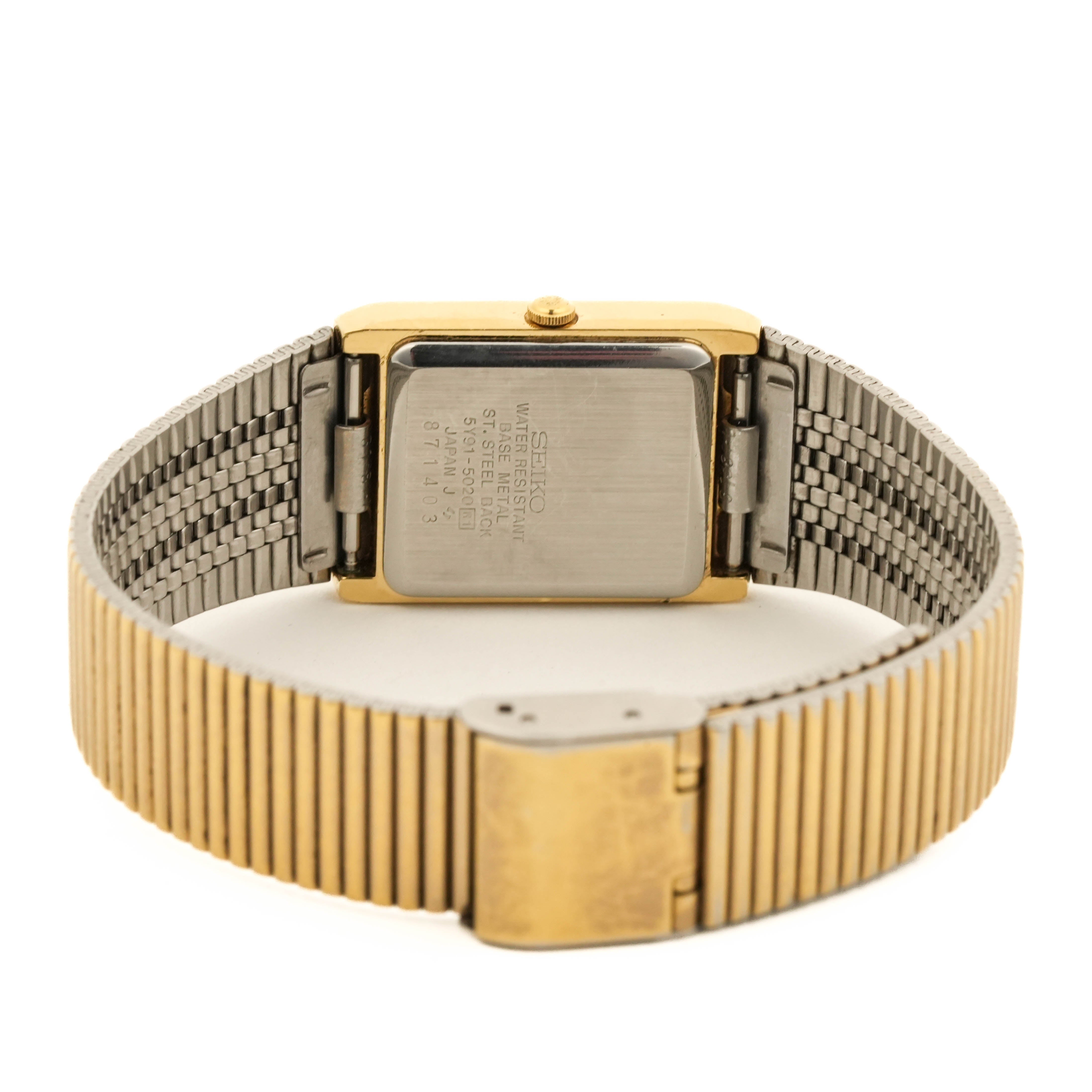 1988 Seiko Galaxy “Grill Master” Black Ribbed Dial Tank 5Y91-5020