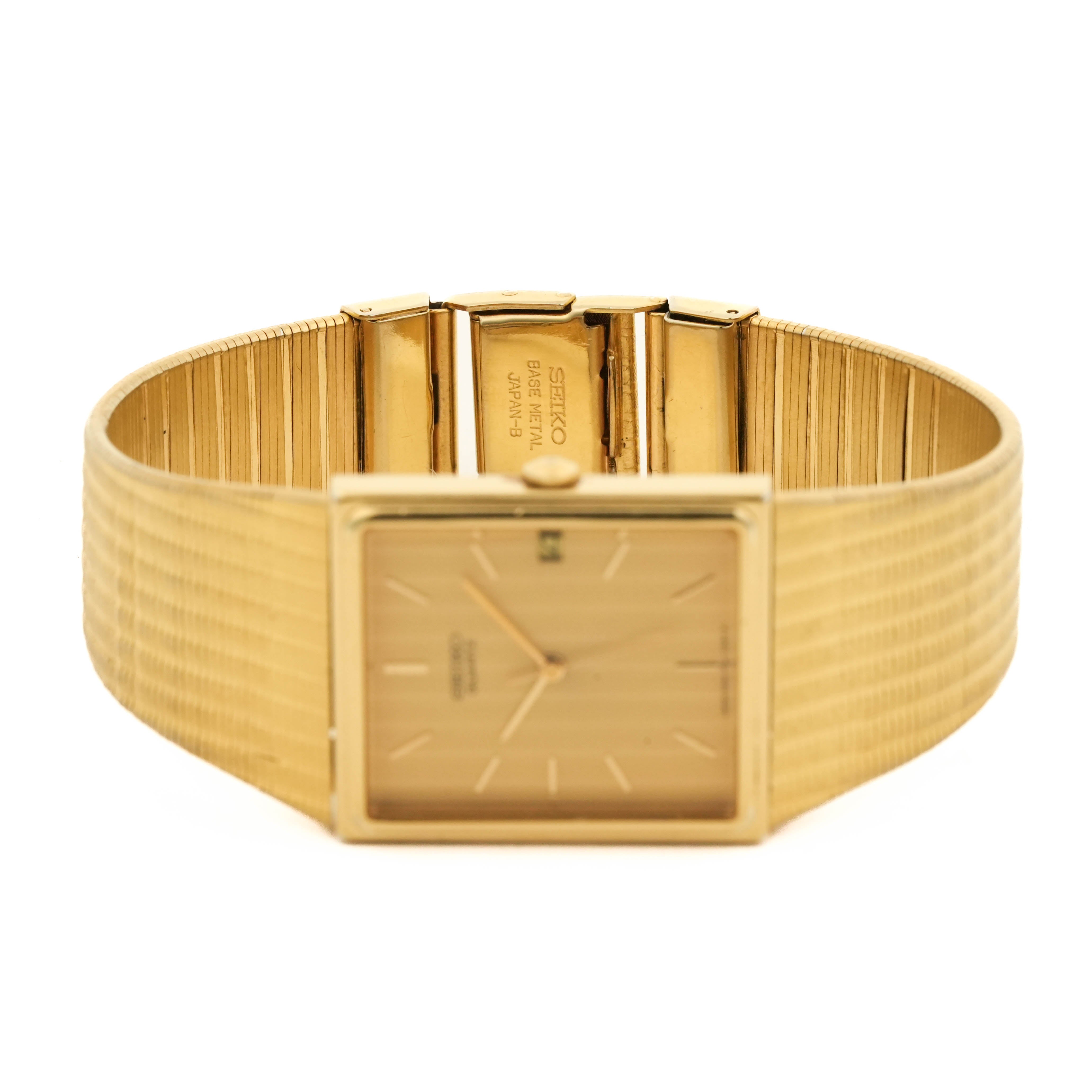 1987 Seiko 5P32-5239 Gold Tank Quartz Herringbone Champagne Dial