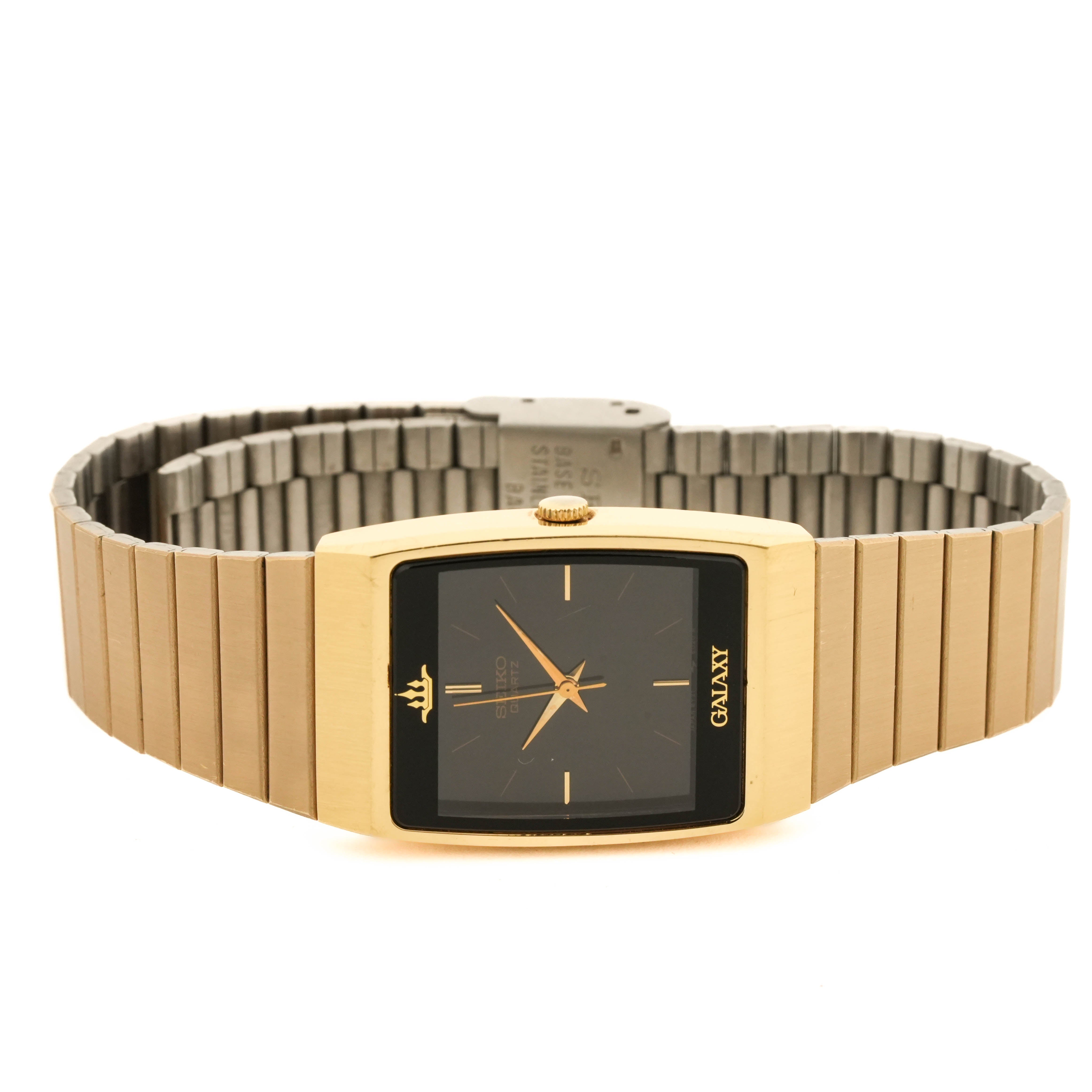 1988 Seiko Credero Tank Quartz Black Dial Gold Case FC-8Y21-5030