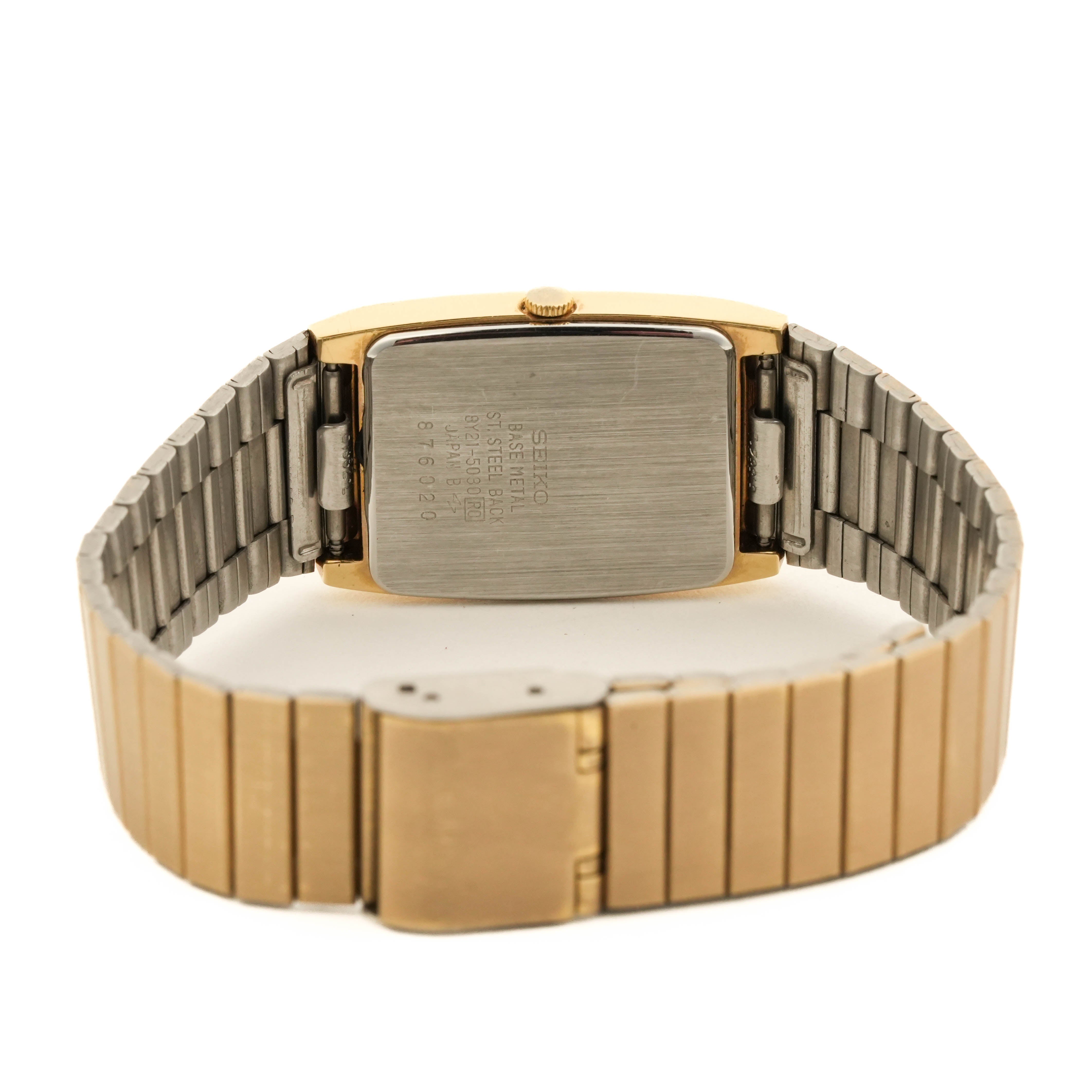 1988 Seiko Credero Tank Quartz Black Dial Gold Case FC-8Y21-5030