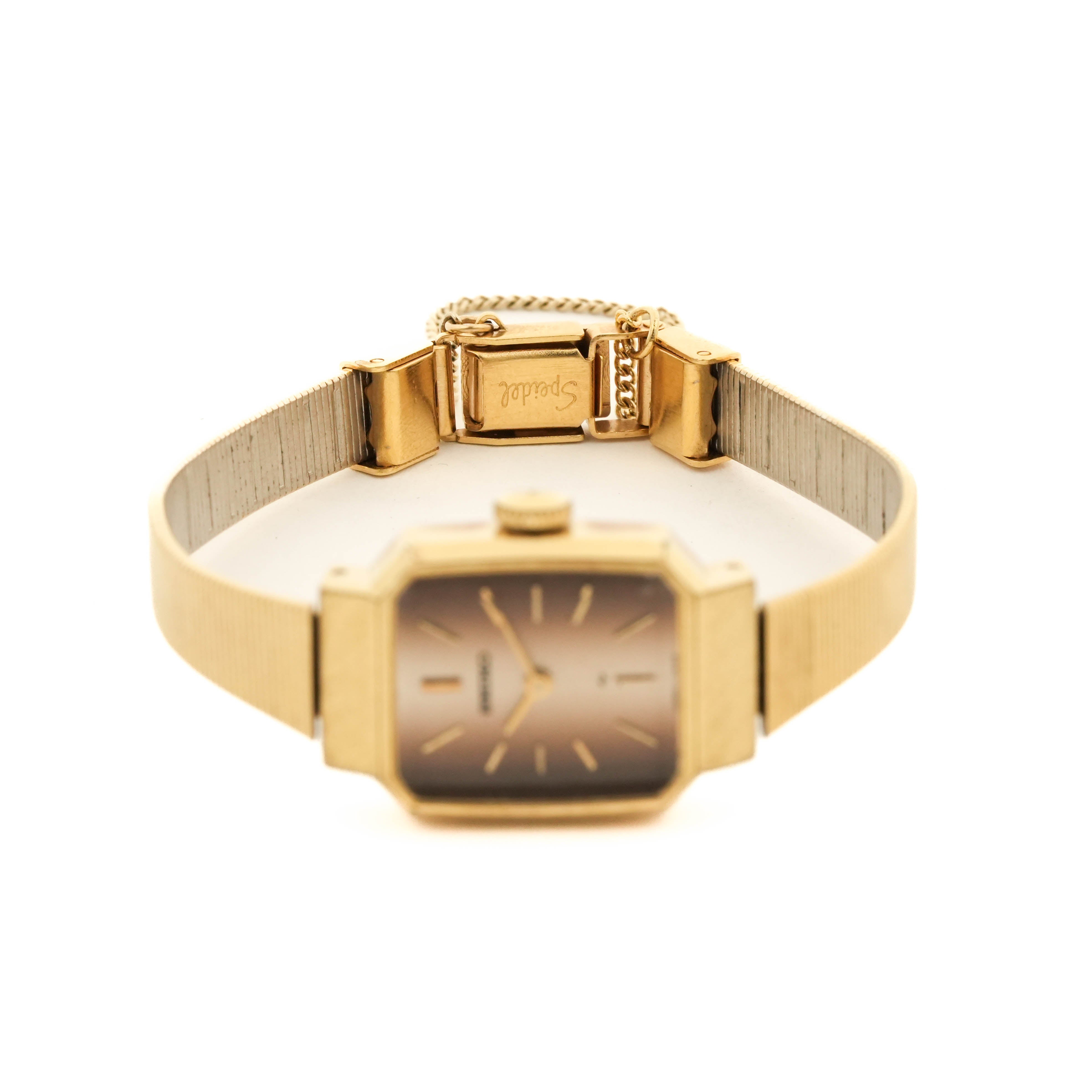 Ladies Seiko Vintage Gold Bracelet Watch Champagne Rectangular Dial