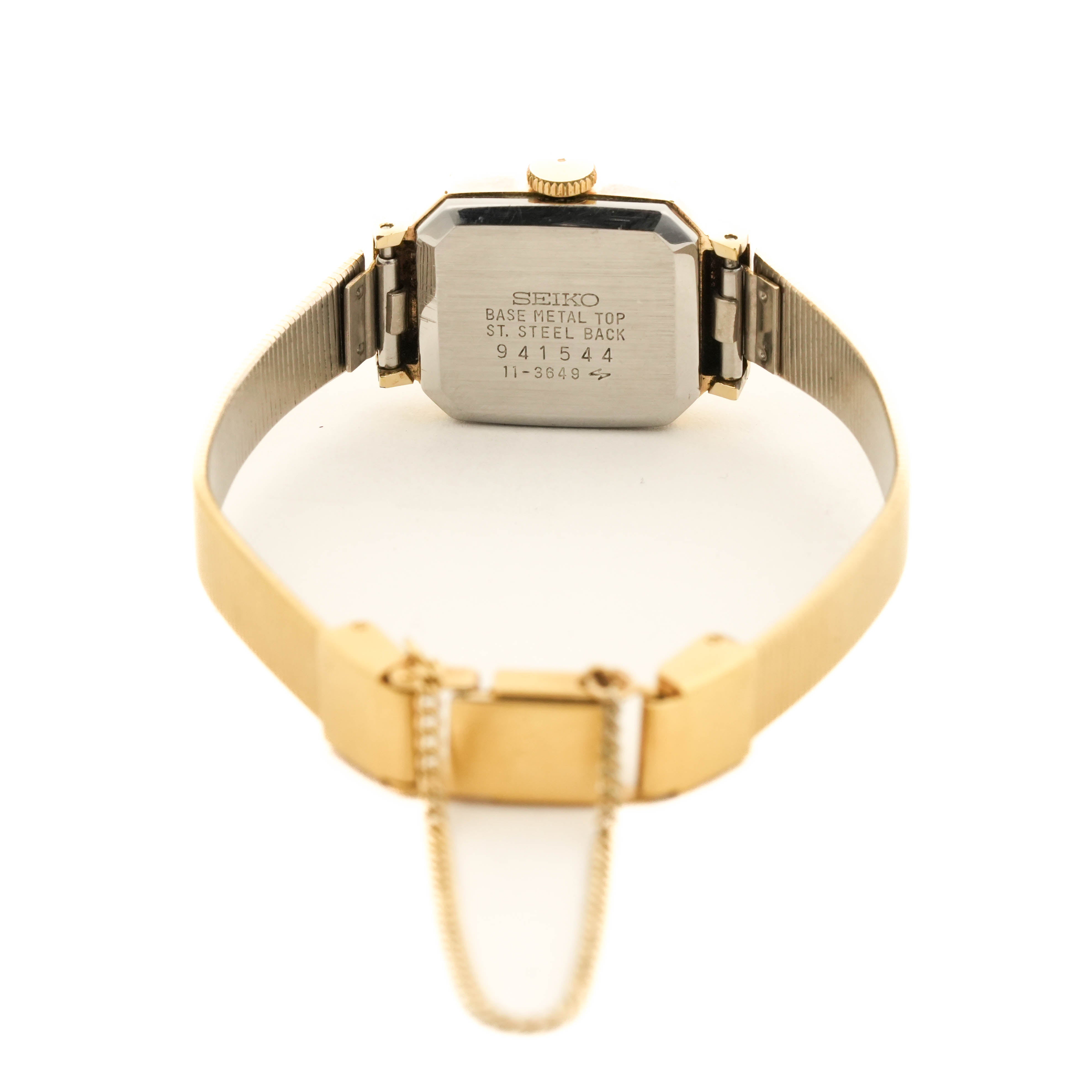 Ladies Seiko Vintage Gold Bracelet Watch Champagne Rectangular Dial