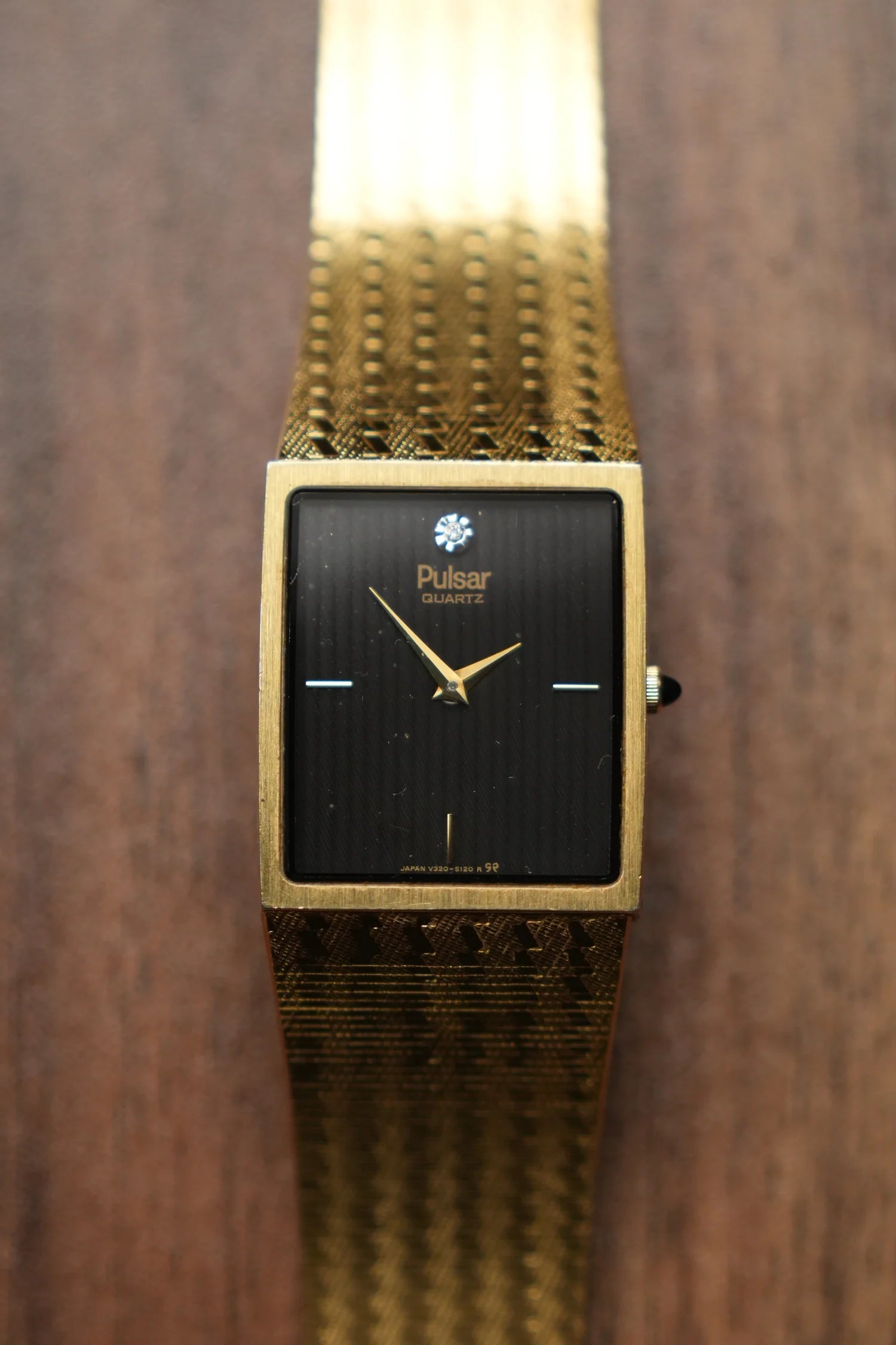 Pulsar Gold Black Dial Tank